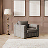 lifestyle image of platinum grey contemporary armchair