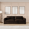 lifestyle image of cocoa brown velvet contemporary grand sofa