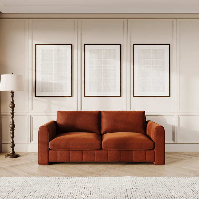 Croston Easy Clean Velvet Large Sofa - Umber