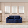 lifestyle image of indigo blue contemporary medium sofa