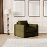 lifestyle image of forest green contemporary armchair