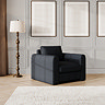 lifestyle image of midnight blue contemporary armchair