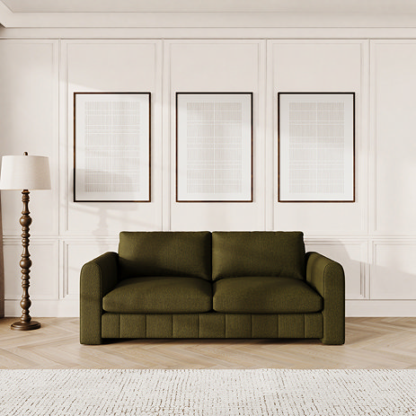 lifestyle image of forest green contemporary large sofa