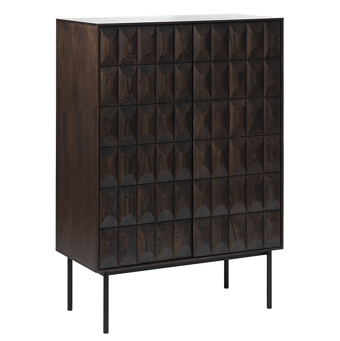 side on image cut out on white background of dark oak drinks cabinet