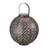 image cut out on white background of round bronze lantern with floral design 