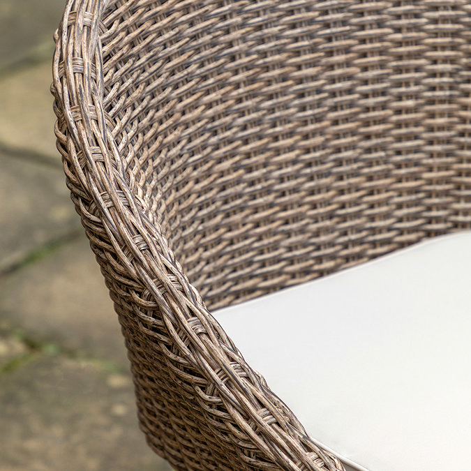 close up image on wicker material of garden seat