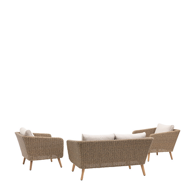image taken from the back and cut out on white background of wicker 5 piece lounge set