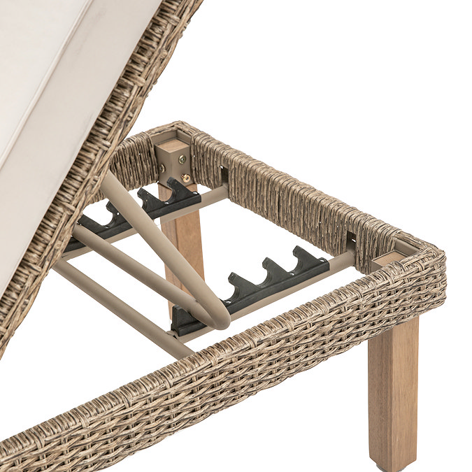 image cut out on white background of contraption of adjustable sun lounger backrest