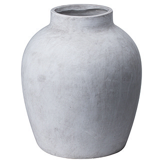 image cut out on white background of grey stone coloured ceramic planter