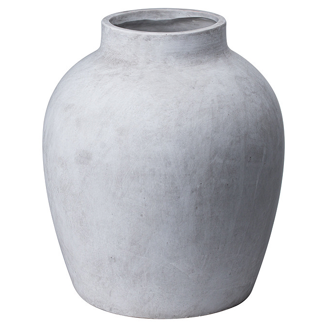image cut out on white background of grey stone coloured ceramic planter