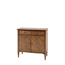 image cut out on white background of mindi wood 2 door 1 drawer sideboard