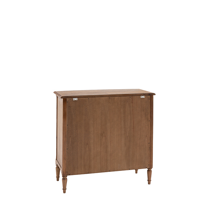 image taken from the back of 2 door 1 drawer mindi wood sideboard
