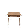 front on image cut out on white background of mindi wood rectangular dining table with slim carved legs