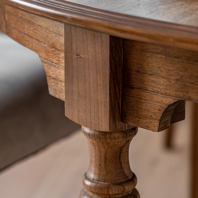 close up image on detailed underside of dining table