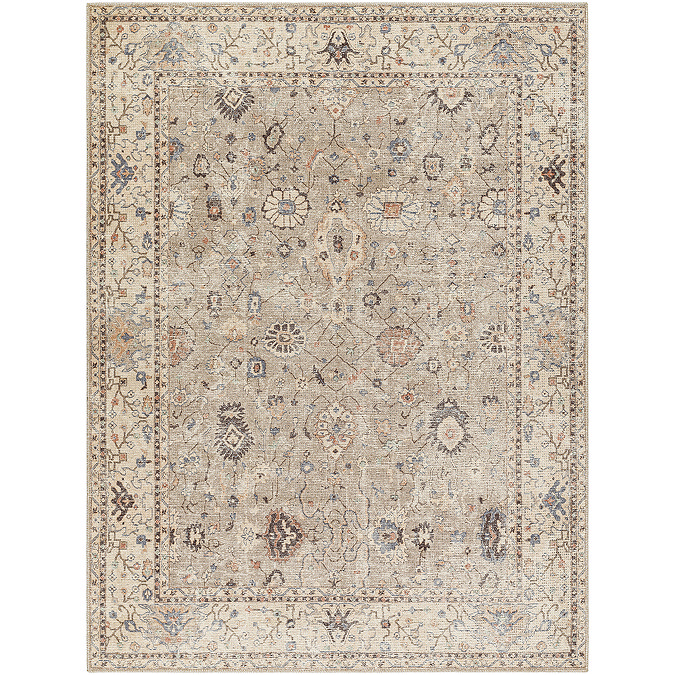 image cut out on white background of brown vintage floral rug