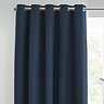 Close up of midnight blue curtains in eyelet style