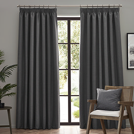 Dawn charcoal pencil pleat curtains on window image 1