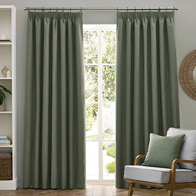 Dawn pencil pleat curtains in eucalyptus on window image 1