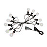 image cut out on white background of set of 10 classic string lights wrapped up with cable