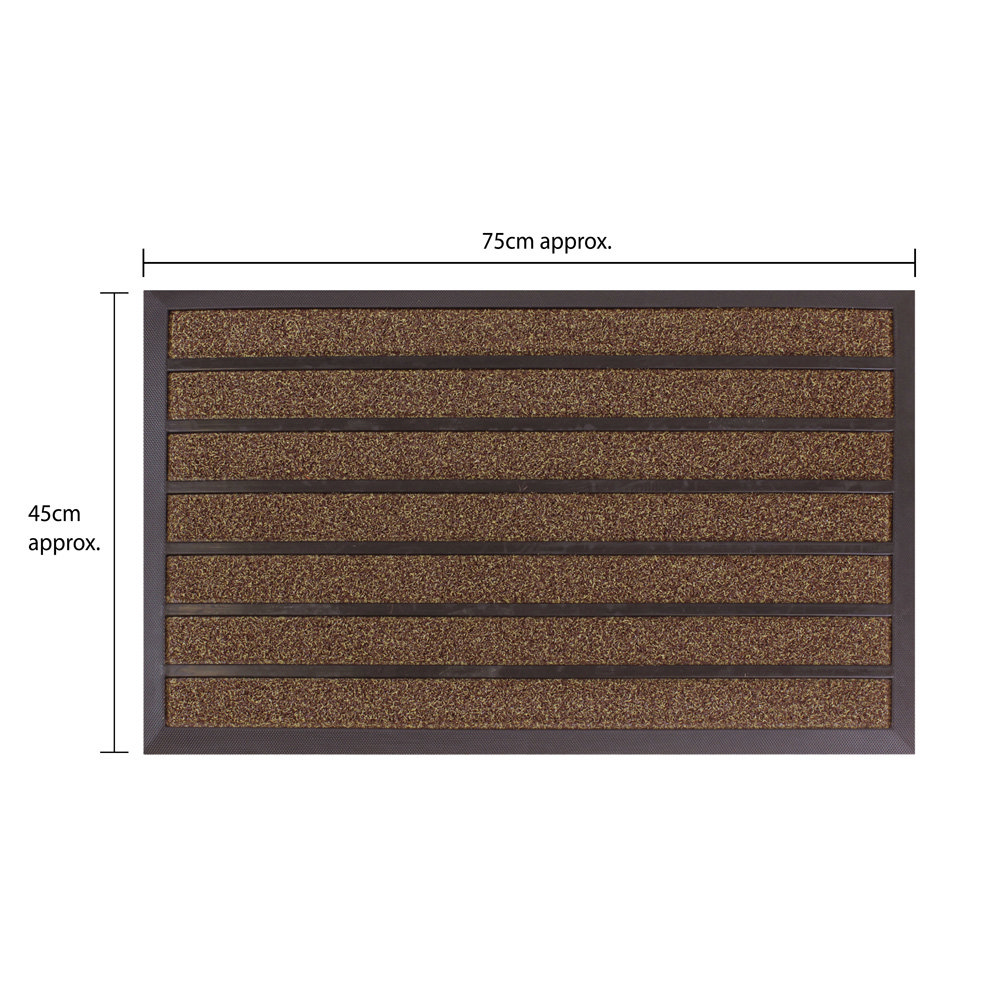 line dimensions image for rectangular brown scraper doormat