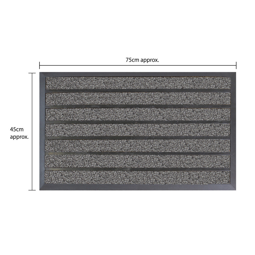line dimensions image for grey dirt scraper mat