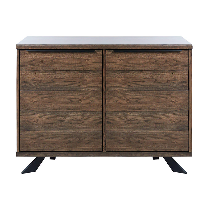 image cut out on white background of dark oak 2 door sideboard