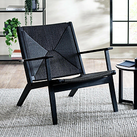 Eden Oak and Rope Accent Chair - Black main image