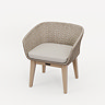 cut out image of natural rounded backed rope weave garden dining chair