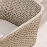 close up image of rope weave material of garden dining chair backrest