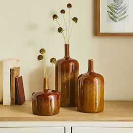 Edessa Ceramic Set of 3 Vases - Brown main image