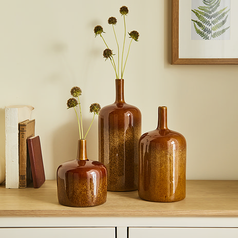 Edessa Ceramic Set of 3 Vases - Brown main image