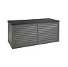 image cut out on white background of grey plastic outdoor storage box