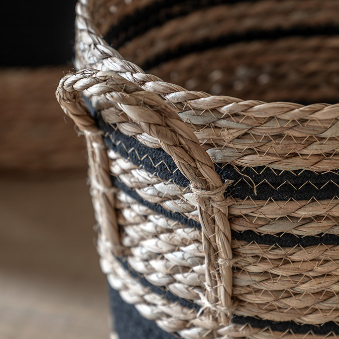 Edvin set of 3 linen stripe baskets