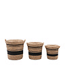 Edvin set of 3 linen stripe baskets