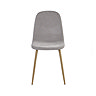 image cut out on white background of grey chenille chair with light wood legs