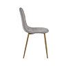 side on image cut out on white background of grey chenille chair with light wood legs