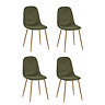 image cut out on white background of four olive green chenille chairs