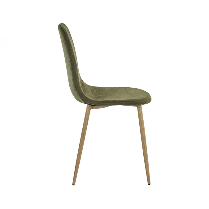 side on image cut out on white background of olive green chenille chair