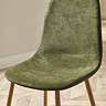 close up image of olive green chenille chair seat