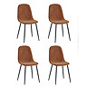 image cut out on white background of four orange chenille dining chairs