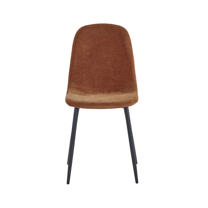 front on image cut out on white background of orange chenille dining chair