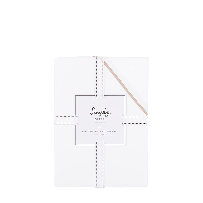 Egyptian Cotton Sateen Piped Duvet Cover Set