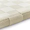 image of cream checkered rug rolled up at end