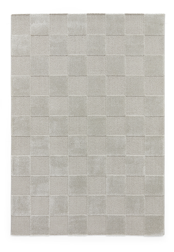 image cut out on white background of silver checkered rectangle rug