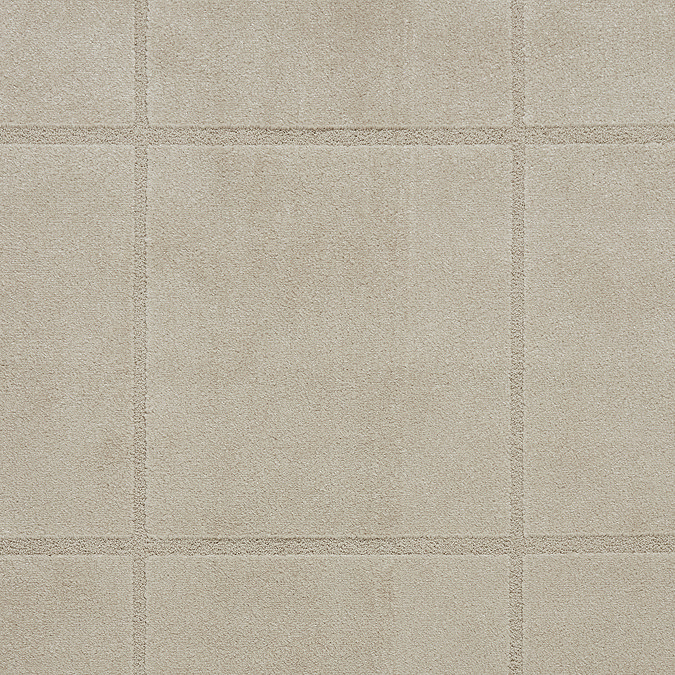 close up image of light brown rug with line detail