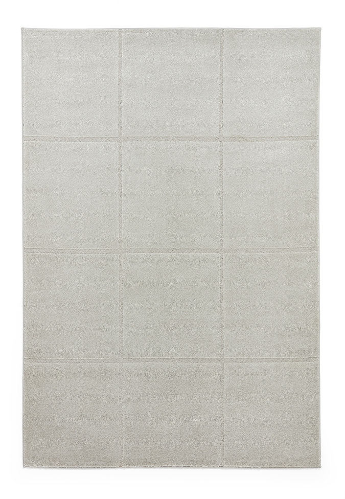 image cut out on white background of silver rug with line detailing