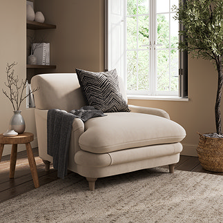 Ella Velvet Snuggle Chair - Beige main image