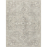 image cut out on white background of dusty sage green rug with vintage pattern