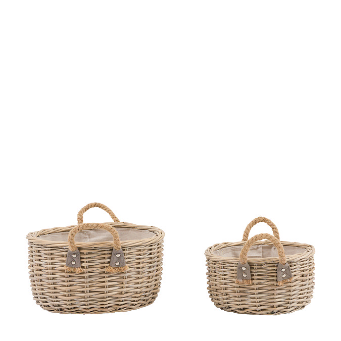 Elodie Set of 2 Round Baskets with Handle