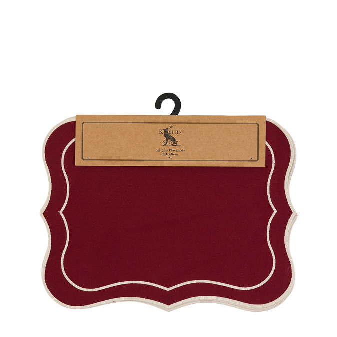 Elora set of 4 Scallop Placemats in merlot